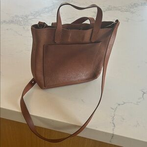 Madewell Classic Brown Leather Tote Crossbody Bag 9x8 without handles